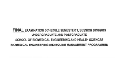 Jadual Peperiksaan Akhir 1 1819