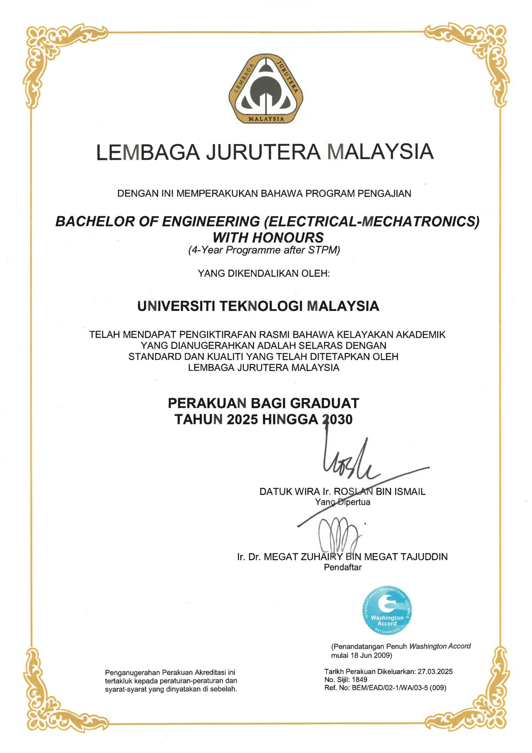 2025-2030 EAC-CERTIFICATE-BACHELOR-OF-ENGINEERING-ELECTRICAL-MECHATRONICS-WITH-HONOURS
